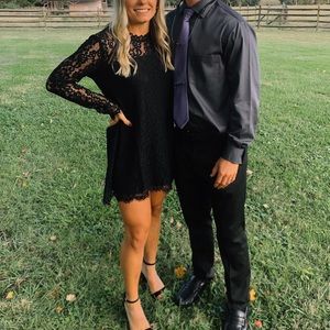 Ultimate Love Story Black Lace Long Sleeve Shift Dress